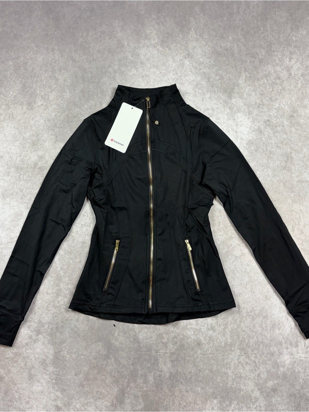 lululemon athletica Black Fitted Zip Jacket with Gold Hardware